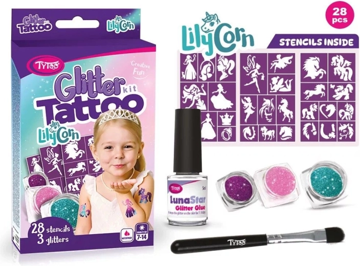 Set glitzernder LilyCorn-Tattoos