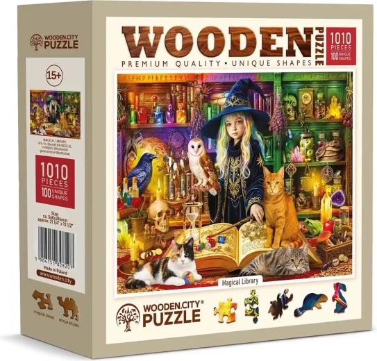 Holzpuzzle Wooden City Magische Bibliothek, 1010 Teile