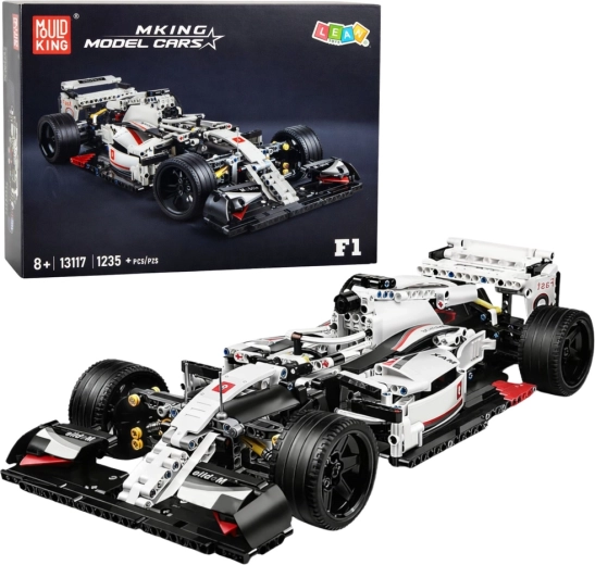 Konstruktionsbausatz eines F1-Rennwagens in Weiß-Rot, 1235 Teile