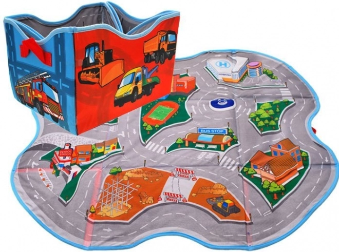 Faltbare Spielzeug-Aufbewahrungsbox 2-in-1 mit Spielmatte Stadt, 78 × 70,5 cm