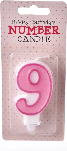 Tortenkerze Zahl 9 rosa 7 cm