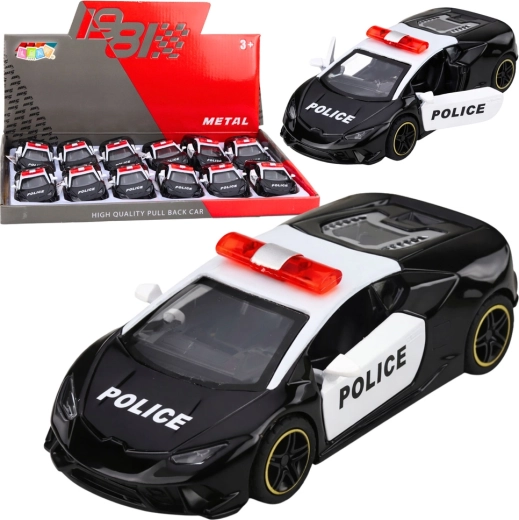 Metallisches Polizeisportauto mit Aufziehantrieb Pull-Back 1:43