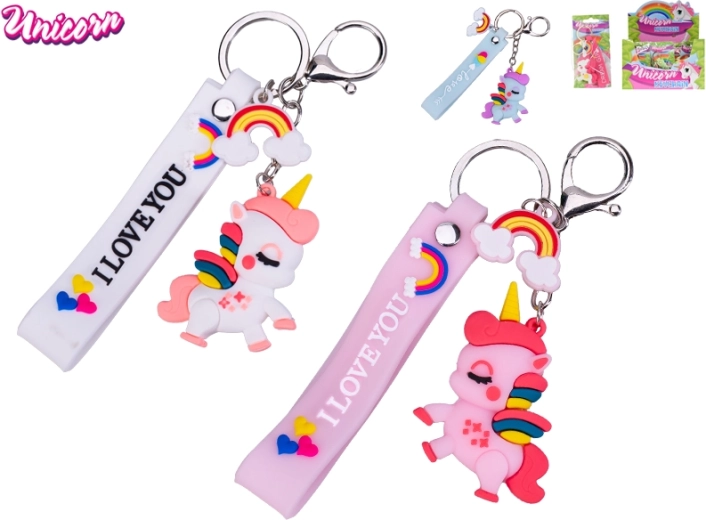 Schlüsselanhänger Einhorn mit Regenbogenriemen