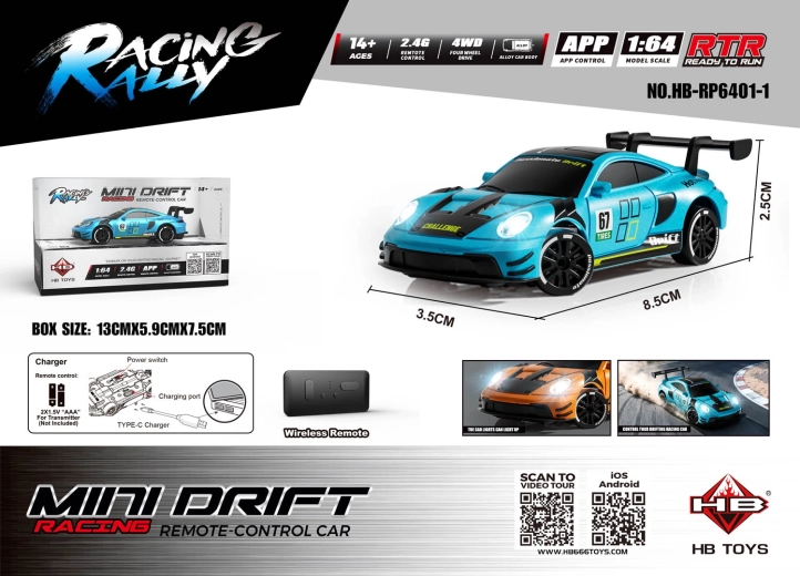 RC-Auto Mini Drift SmokeRacer blau