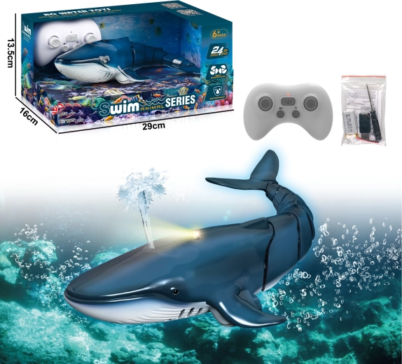 RC-Wal mit Wasserfontäne – blau