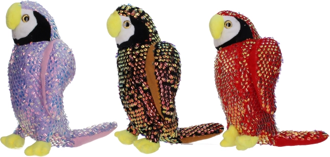 Plüschpapagei mit Pailletten 25 cm