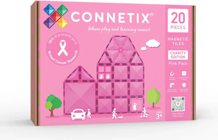 Connetix karitatives rosa Set magnetischer Bauteile – 20 Stück