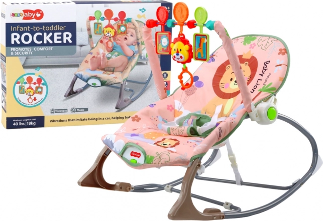 Wiege für Babys Rosa Löwe mit Vibrationen und Geräuschen