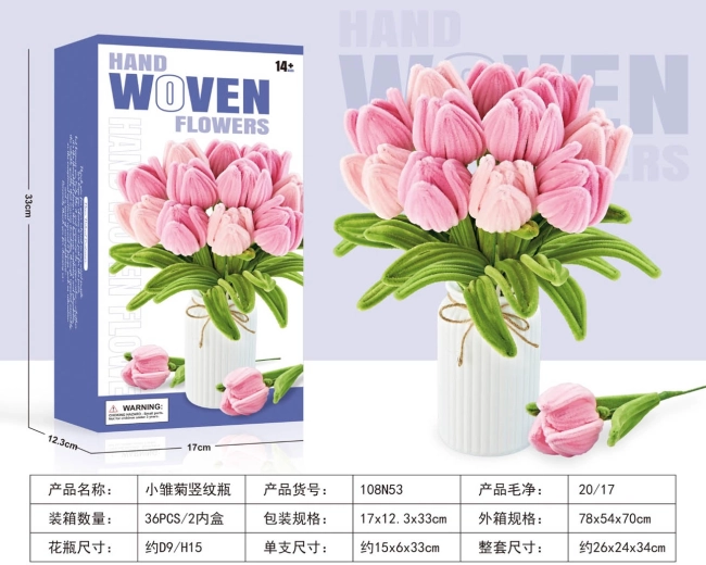 Kreativset zur Herstellung eines weichen Tulpenstraußes in einer Vase