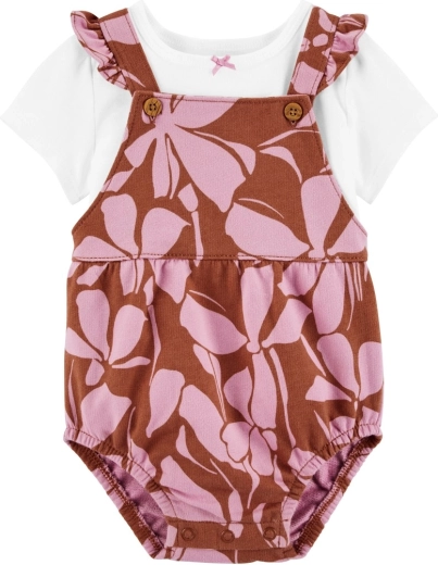 Carter’s 2-teiliges Baby-Set – T-Shirt mit kurzen Ärmeln und Latzshorts, Pink Floral
