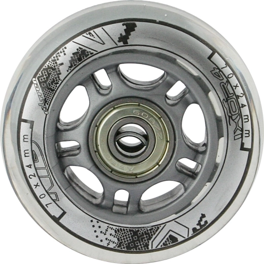 Set aus transparenten PU-Rollen 70 × 24 mm mit ABEC 7 Kugellagern NILS EXTREME