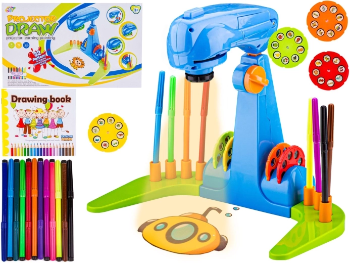 Kinderprojektor zum Durchpausen und Zeichnen mit Zubehör – blau