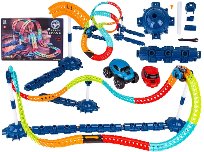 Elastische Autorennbahn mit 144 Teilen