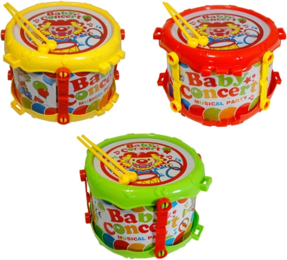 Buntes Kinder-Trommelchen mit Trommelstöcken – Zirkusmotiv