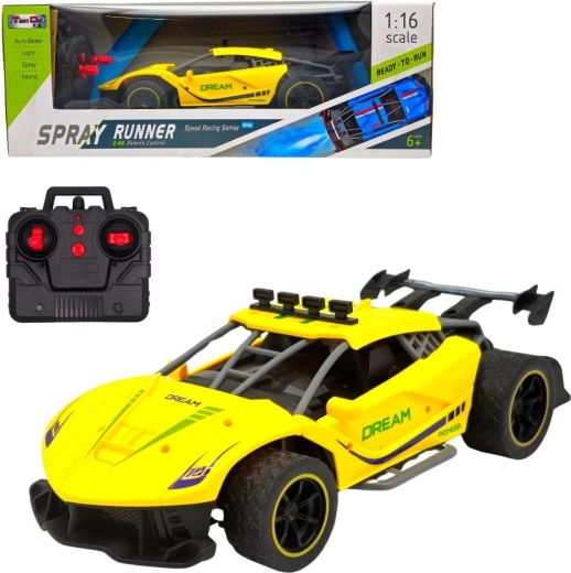 Gelbes sportliches RC-Rennauto mit Raucheffekt - 1 Stück