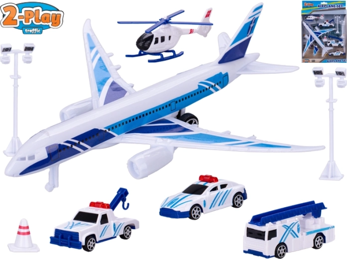 Kinderflugzeug mit Rückziehmotor mit Fahrzeugen und Zubehör 2-Play Traffic