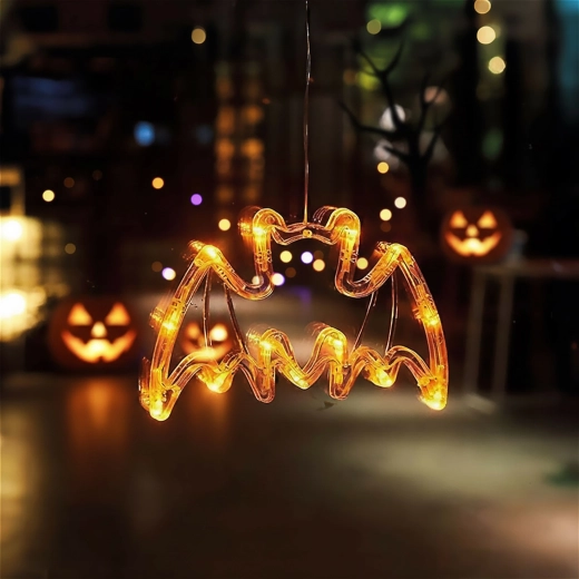 Leuchtende Halloween-Dekoration Fledermaus mit Saugnapf und 12 LEDs