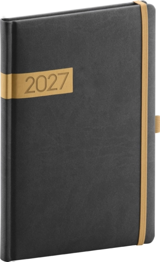 Notique Wochenkalender Twill 2027 schwarz-gold 15 × 21 cm