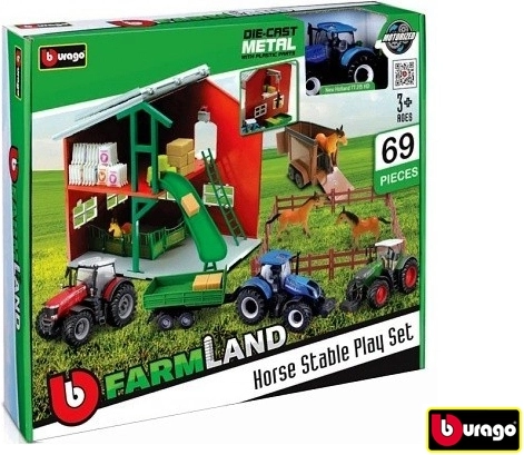 Farmland Pferdeställe mit Traktor von Bburago