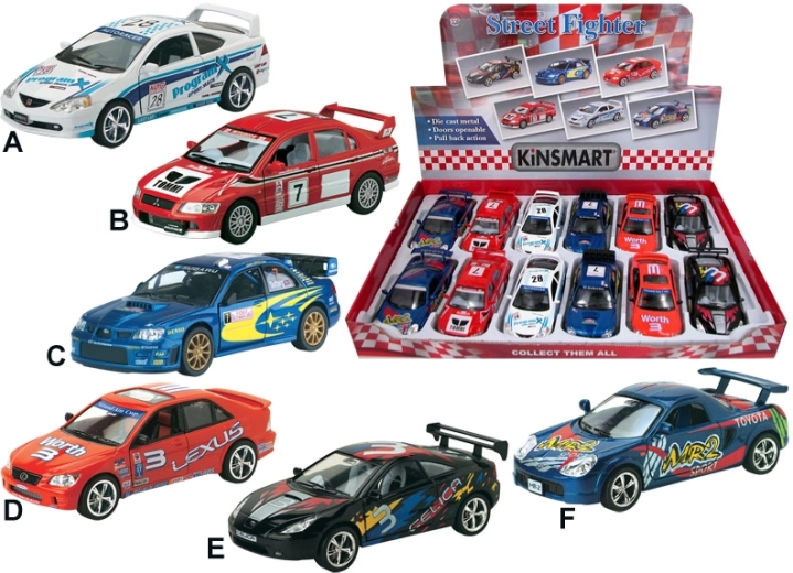 Metallmodell eines Rennwagens mit Rückziehmotor