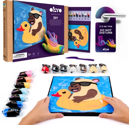 Okto Capybara Kreativset – Malen mit Modelliermasse nach Zahlen 29 × 29 cm