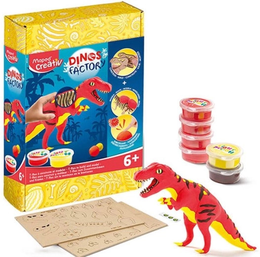 Kreativfabrik für Dinosaurier – 3D-Holzpuzzle und Knetmodell Tyrannosaurus rex