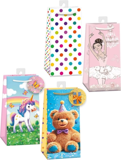 Papier-Geschenktüte Argus 10 × 22 × 6 cm, verschiedene Motive – 1 Stück