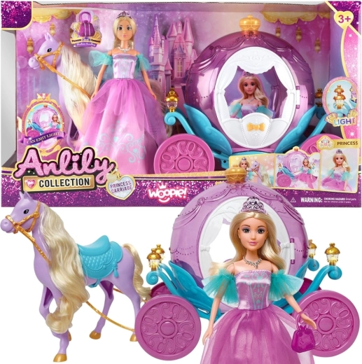 Woopie Puppe Prinzessin Lily mit magischem großem Kutsche-Set und Zubehör