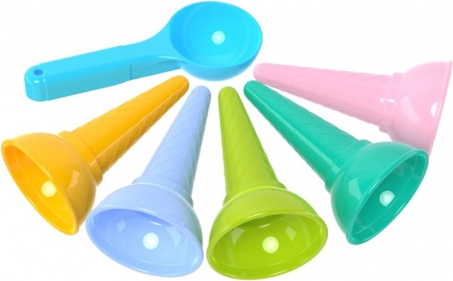 Set bunter Eiswaffel-Förmchen mit Eisportionierer