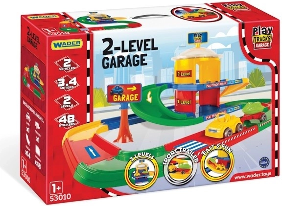 Zwei-Ebenen-Garage WADER PLAY TRACKS mit 3,4 m Strecke und 2 Fahrzeugen