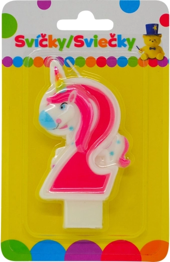 Geburtstagskerze mit Einhorn – Zahl 2