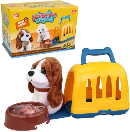 Plüschhündchen-Spielset mit tragbarer Box und Zubehör