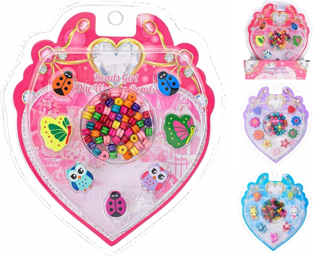 Holz-Auffädelperlen für Kinder – Käfer, Blümchen und Tiere (8 Stk.)