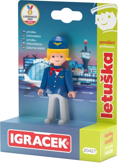 Efko Igráček Flugbegleiterin – Gelenkfigur mit Koffer