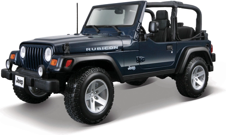 Maisto Jeep Wrangler Rubicon Modellauto 1:18 aus Metall, metallic-blau