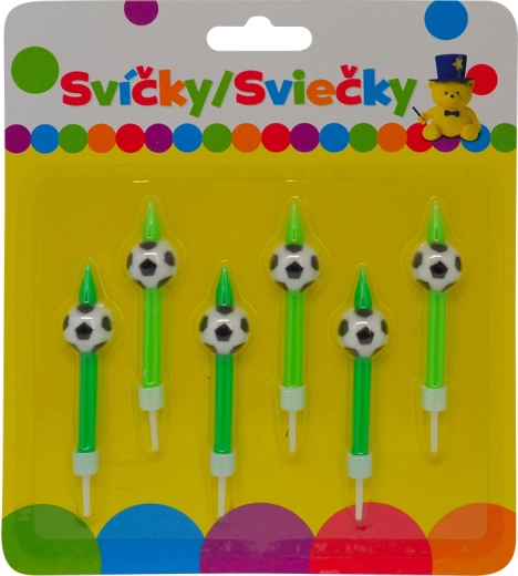 Geburtstagskerzen mit Fußballmotiv und Halter, 6 Stk.