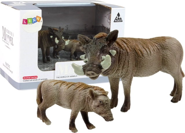 Set aus 2 Figuren — Warzenschwein mit Jungtier, Serie Tiere der Welt
