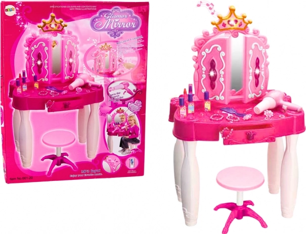 Kinder-Schminktisch mit Zauberstab und MP3, rosa