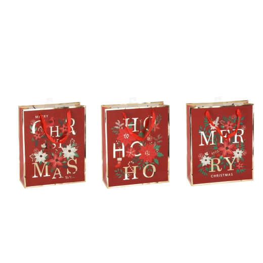 Weihnachtliche Geschenktaschen „Christmas to You“ 26 × 32 × 10 cm – Motivmix, 12 Stk.