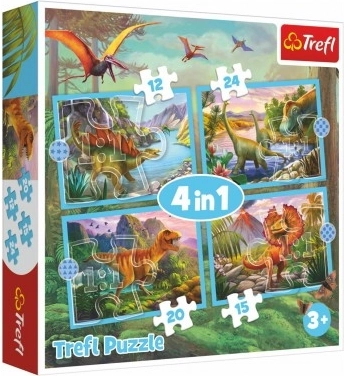 Trefl Puzzle 4 in 1 Außergewöhnliche Dinosaurier