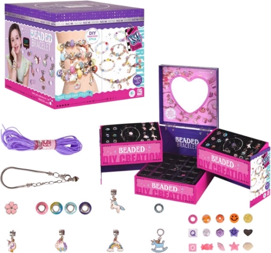 Set zur Schmuckherstellung in einer Schmuckschatulle mit Spiegel