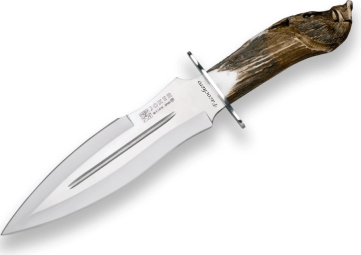 Joker Facochero Jagd- und Sammlermesser aus Geweih mit Lederscheide 25,5 cm