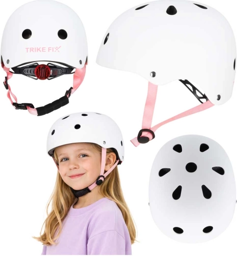 Kinderfahrradhelm mit LED TRIKE FIX S 48–54 cm weiß
