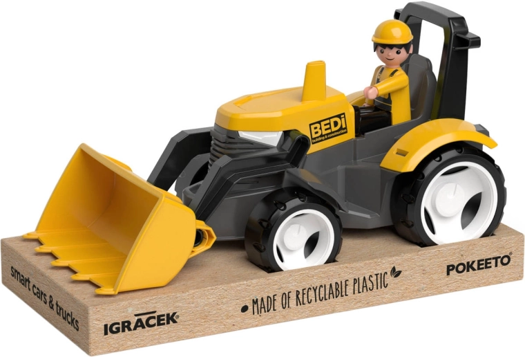 Efko Igráček MultiGO gelber Traktor mit Schiebeschild und Figur