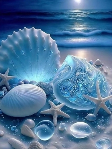 Norimpex Malen nach Zahlen Weiße Muscheln am Strand 40 × 50 cm