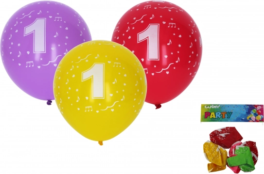 Luftballons zum Aufblasen 30 cm mit Zahl 1 – Set 5 Stück