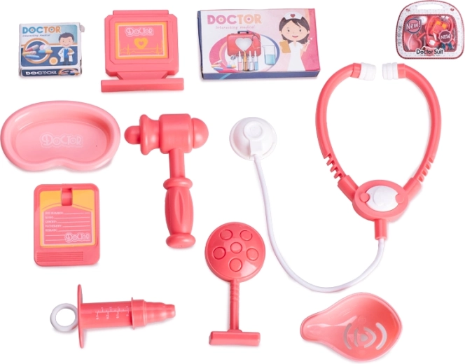 Rosa Arztspielzeug-Set für Kinder, 10-tlg.