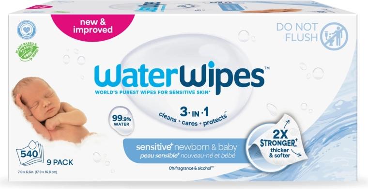 Feuchttücher WATERWIPES Newborn & Baby 3-in-1, 9×60 Stk (insgesamt 540 Stk)