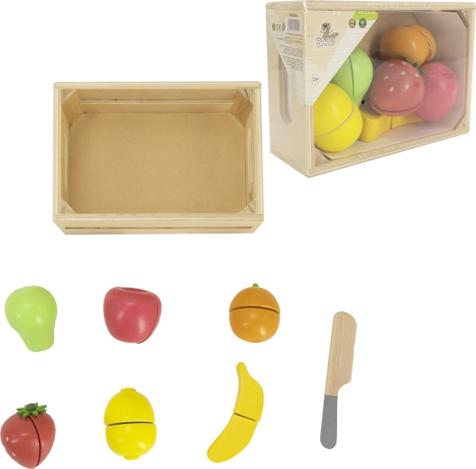 Babu Holz-Schneideobst in Transportkiste