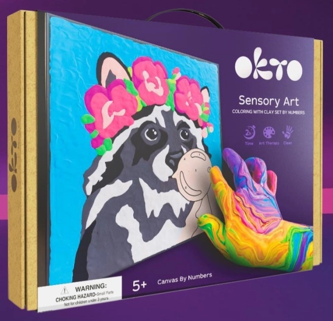 Kreativset Leinwandmalerei mit Waschbär 29 × 29 cm